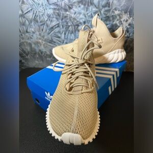 Adidas Tan & White TUBULAR DOOM SOCK Comfort Stretch Sneakers
